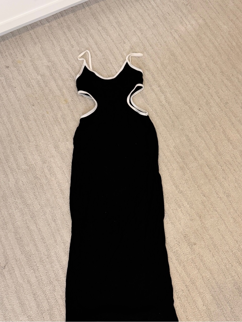 Black Cutout Maxi Dress with White Trim